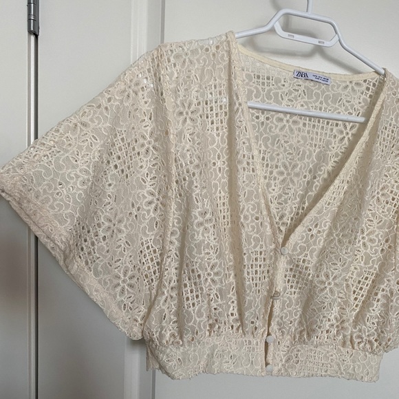 Cream Lace Zara Shirt - Picture 2 of 2